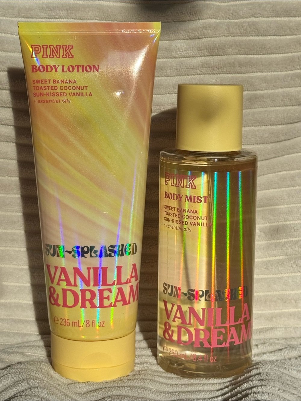 NEW PINK Victoria’s Secret Sun Splashed Vanilla and Dreamy Fragrance and Lotion